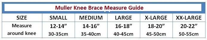 Mueller Knee Braces Size Guide
