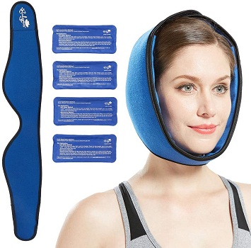 Face ice Pack for Jaw, Head and Chin, Adjustable Hot and Cold Wrap for Wisdom Teeth and TMJ Pain Relief