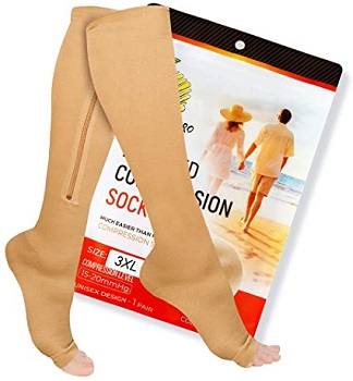 Zipper Compression Socks with Zip Guard Skin Protection by Lemon Hero