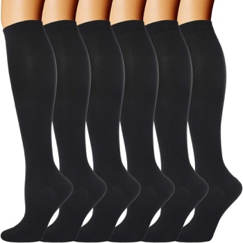 6 Pairs Compression Socks for Men and Women by Double Couple