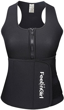 FeelinGirl Neoprene Sauna Suit Tank Top Vest with Adjustable Waist Trimmer Belt