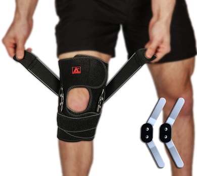 Hinged Knee Brace Support with Strap & Side Patella Stabilizers