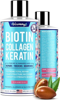 Bloommy Biotin Collagen Keratin Shampoo for Dry & Damaged Hair